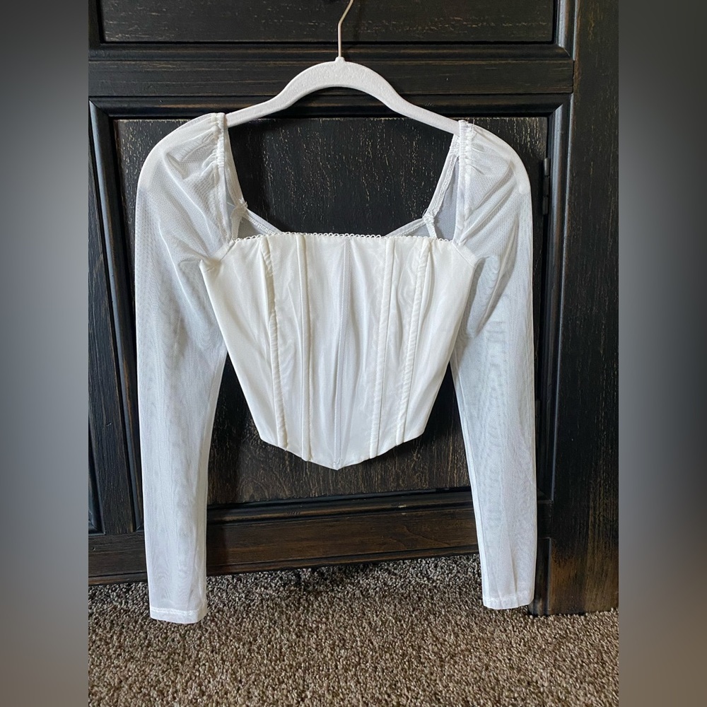 Princess Polly White Long Sleeve Corset Top